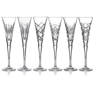 Waterford Winter Wonders Flutes Clear Set of 6, Mixed Patterns Year 1-6