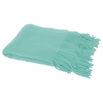 Home Decor Faux Cashmere Soft Cozy Throw Blanket, Aqua