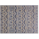 Bareens Designer Rugs - Modern Ziegler Spriggs Blue Beige Hand-Knotted Wool Rug - 6'2'' x 9'5'' - Enhance the ambiance of your home with this magnificent Persian-influenced Turkish hand-knotted rug made by skilled artisans capable of creating the most exceptional vegetable dyes and hand-spun wool. This exquisite handmade rug is a one-of-a-kind  Kafkaz, otherwise identified as Chobi, Chobi Peshawar, Oushak, or Ziegler rug. These handmade rugs are crafted in Pakistan utilizing superior-quality wool imported from Australia, New Zealand, and Korea in two types of weaves: the Persian weave and the Mori weave. This rug is meticulously crafted by hand using the finest natural vegetable dyes extracted from local plants. The artisans use a blend of hand-spun local and fine merino wool, resulting in a rug with a compelling texture, higher lanolin content, and longer staple. The artisans occasionally incorporate natural or artificial silk into the pile to enhance specific motifs. The finished product is an awe-inspiring execution of flawless design and an understated palette that exudes elegance.