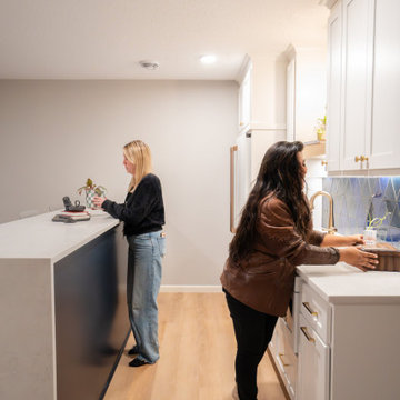 Bold Basement Finish — Linear Gas Fireplace, Wet Bar & Cafe Appliance Suite
