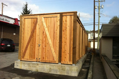 Inspiration for a wood exterior home remodel in Vancouver