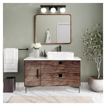 Newton Bath Vanity, Walnut, 48", Single Sink, Freestanding