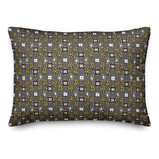 Paisley floral print pillow set in yellow, grey, white - Lavish Three