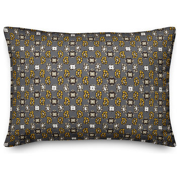 Tiny Paisley Pattern in Yellow Throw Pillow
