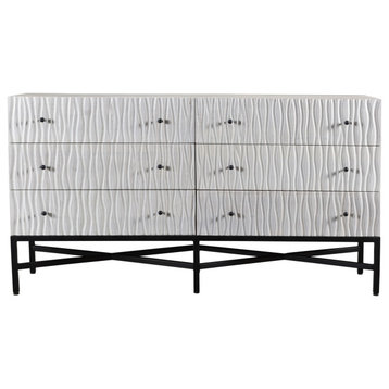 Moe's Home Collection Faceout 6-Drawer Contemporary Wood Dresser in White