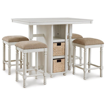 Ashley Furniture Robbinsdale 5-Piece Wood Counter Height Dining Set in White