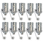 Royal Designs, Inc. - Royal Designs, Inc. Vintage Pull Chain Lamp Socket, Polished Nickel, Set of 10 - Royal Designs Edison Base Dimmer Sockets with unique vintage cast metal shells are compatible with any medium base incandescent, or "dimmable" LED light bulbs. The bracket has a 1/8 IP threaded hole on the bottom so it will fit any standard lamp pipe. The socket is rated for up to a 150W bulb. Available in 5 different designer finishes.