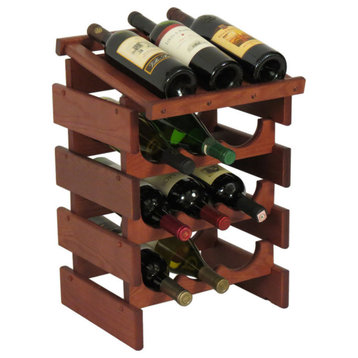 Wooden Mallet Dakota 4 Tier 12 Bottle Display Wine Rack in Mahogany