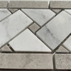 Carrara White Marble Basketweave Mosaic Border Gray Dots Honed 4x12, 1 sheet