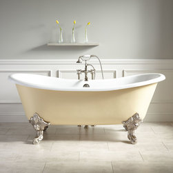 72" LENA CAST IRON CLAWFOOT TUB - MONARCH IMPERIAL FEET - LIGHT YELLOW - Bathtubs