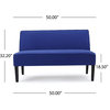 Modern Loveseat, Armless Design With Tapered Legs & Cushioned Seat, Royal Blue
