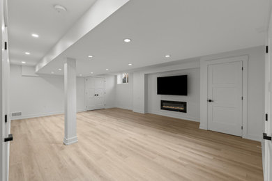 Inspiration for a modern basement remodel in Toronto