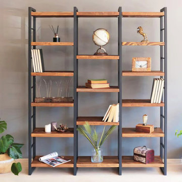 Portland Solid Wood Room Divider Bookcase | Wide Open Shelf Design