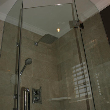 Small Ensuite Bathroom from Original builders pinks and whites to DECADENCE