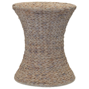 Handwoven Water Hyacinth Wicker Stool With Hourglass Shape