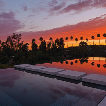 Laurel Way Beverly Hills luxury home modern pool walkway