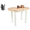 John Boos Elliptical 48x30 Table and Henckels Knife Set, Walnut Stain, No Shelf, No Baskets