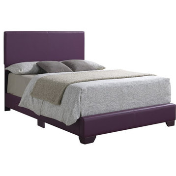 Maklaine Modern Durable Faux Leather Upholstered Full Bed in Purple