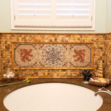 Lion & Rosette Bathroom Mural Mosaic