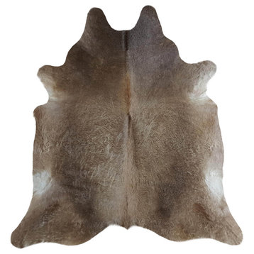 Cowhide Rug, Taupe, 6x6-7' - Top Quality