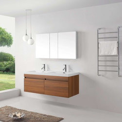55 inch Wall Mounted Double Sink Bathroom Vanity - Bathroom Vanities And Sink Consoles