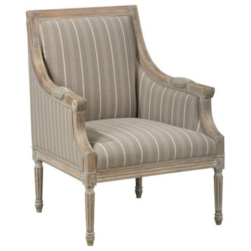 French Detailing Solid Wood Upholstered Accent Chair - KD