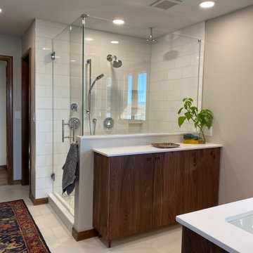 Walnut + White Transitional Bath