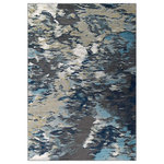 Modway Furniture - Entourage Foliage Contemporary Modern Abstract 8x10 Area Rug, Blue, Tan, Gray - Make a sophisticated statement with the Foliage Contemporary Modern Abstract Area Rug from the Entourage Collection. Patterned with a vibrant abstract design, Foliage is a soft and durable machine-woven frise polypropylene rug that offers wide-ranging support. Complete with a durable rubber bottom, Foliage enhances traditional and contemporary modern decors while outlasting everyday use. Featuring a striking abstract design with a high density low pile weave and subtle distressed effect, this non-shedding area rug is a perfect addition to the living room, bedroom, entryway, kitchen, dining room or family room. Foliage is a family-friendly stain resistant rug with easy maintenance. Vacuum regularly and spot clean with diluted soap or detergent as needed. Create a comfortable play area for kids and pets while protecting your floor from spills and heavy furniture with this carefree decor update for high traffic areas of your home.