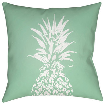 Pineapple by Surya Poly Fill Pillow, Green/White, 20' x 20'