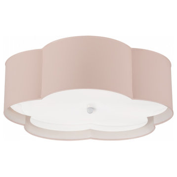 Bryce Flower Flush Mount, 4-Light, Pink, White, Frosted Acrylic, 20"W