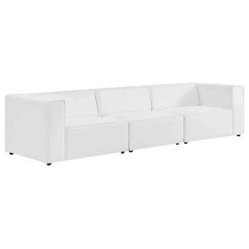 Odette White Vegan Leather 3-Piece Sectional Sofa