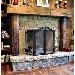 Authentic Reclaimed Antique Barn Beam Mantle - Fireplace Mantels
