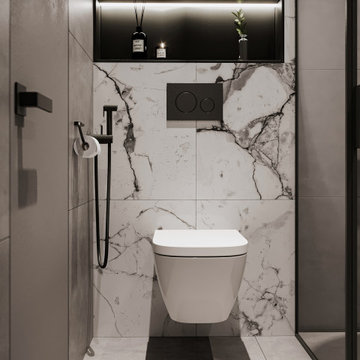 Monochrome Bathroom with Glass Shower