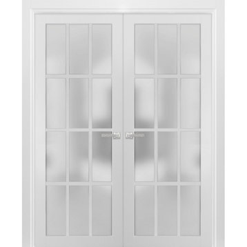 Solid French Double Doors Glass | Felicia 3312 Matte White, 56" X 80"