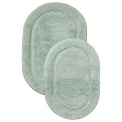 Plush and Absorbent Non-Slip Cotton Plum Oval 2-Piece Bath Rug Set by Blue Nile Mills