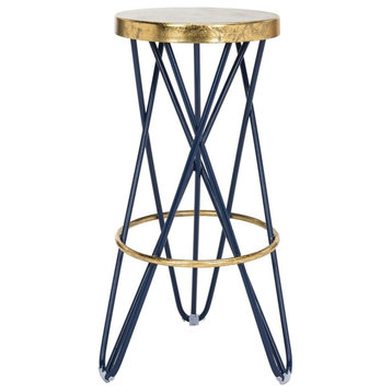 Willow Gold Leaf Bar Stool Navy / Gold Set of 2