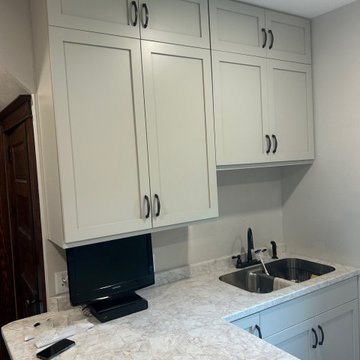 Kitchen Remodel Done in New Morning Dew Colored Cabinets
