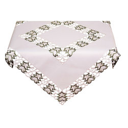 Xia Home Fashions - Tannenbaum Embroidered Cutwork Christmas Table Topper, 34"x34" - Tablecloths