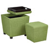 2-Piece Ottoman Set With tray top, Milford Grass Fabric
