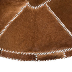 Modern Cowhide Patchwork Area Rug, Turtle Shape, Handmade, Brown, 7'0"x5'2" - Area Rugs