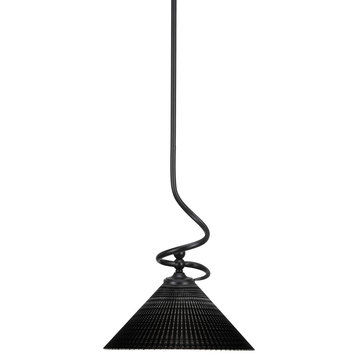 Capri 1-Light Mini Pendant with Hang Straight Swivel, Matte Black/Black Matrix