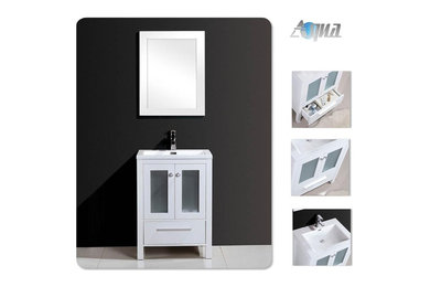 Brezza 24" Modern Bathroom Vanity w/ Frosted Glass Doors