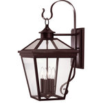 Savoy House - Ellijay Outdoor Wall-Mount Lantern, English Bronze, 25.5" - The Ellijay is an eye-catching four-sided, clear glass top collection, perfect for the cottage-look homes of today.