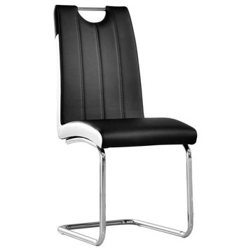 Best Master Bono Faux Leather Modern Dining Side Chair in Black/White (Set of 2)