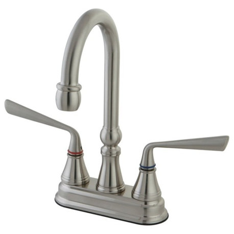 Satin Nickel Silver Sage Two Handle 4" Centerset Bar Faucet KS2498ZL