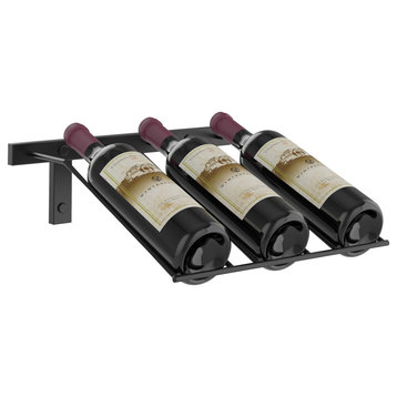 W Series Presentation Row (wall mounted metal wine rack), Matte Black, 3 Bottles (1 Column)