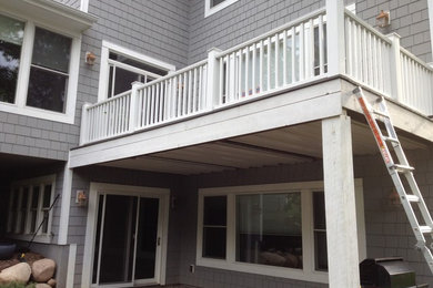New deck railing and spiral staircase