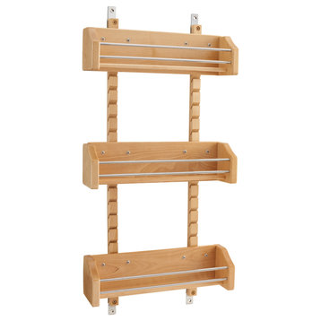 Wood Wall Cabinet Adjustable Spice Rack, 13.13"