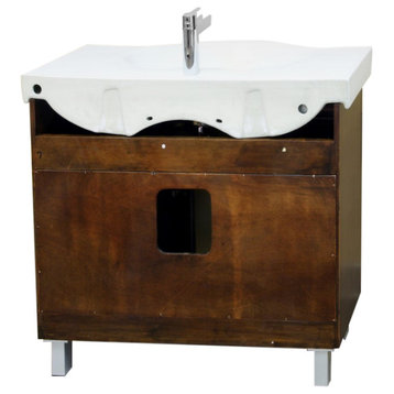 39.8" Single Sink Vanity, Wood, Walnut