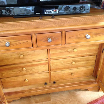 PINE ENTERTAINMENT CENTER-BEFORE